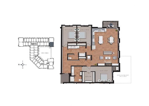Floor plan for 3 beds, 2 baths, 1788 sqft